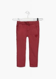 Pantalón de interlock con cintura de canalé para niño