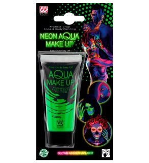 Bote de maquillaje verde neón