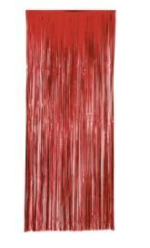 Cortina de flecos metalizada roja