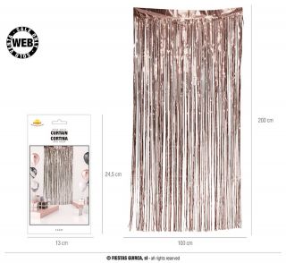 Cortina de flecos metalizada oro rosado