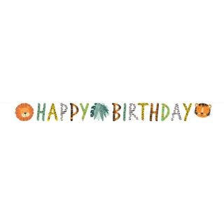 Banner Happy Birthday animales de la selva