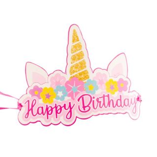 Corona unicornio Happy Birthday