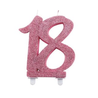 Vela glitter rosa nº18