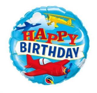 Globo foil happy birthday airplanes