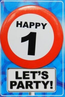 Tarjeta de cumpleaños con chapa happy 1