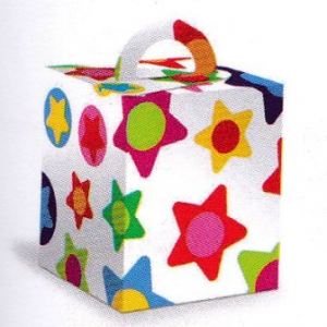 Cajita puntos y estrellas llena de golosinas