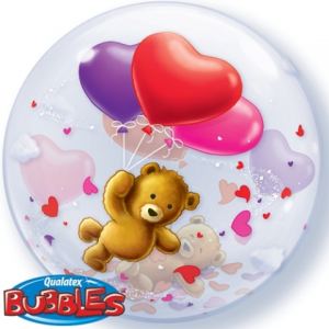 Globo bubble osito con corazones