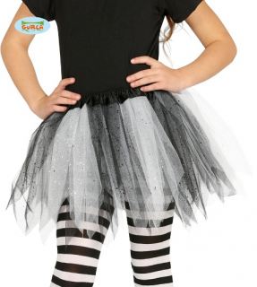Tutu blanco y negro con puntas