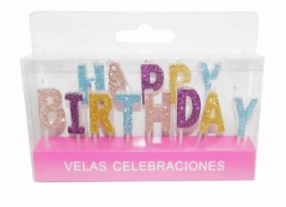 Velas Happy Birthday brillo