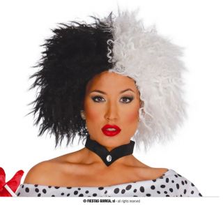 Peluca negra y blanca Cruela