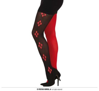 Panty rojo y negro de arlequín