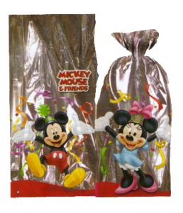 Bolsa rectangular Mickey y Minnie llena de golosinas