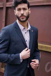 Traje Tim&Co slim cuadros gris