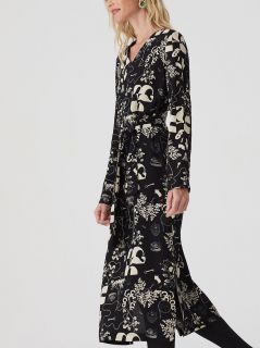 Vestido midi Nice Things Melting pot print escote pico