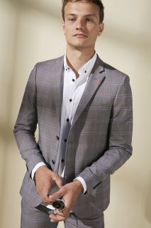 Traje Tim&Co cuadros gris medio slim fit