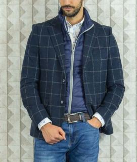 Chaqueta Bicycle slim fit cuadros marino