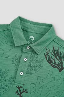 Polo Crocquer flamé estampado verde