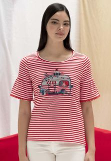 Camiseta Miss Sidecar rayas rojo/blanco