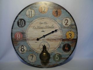 Reloj de pared vintage con péndulo 58 cm.