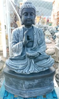 Buda grande con pedestal negro/ blanco