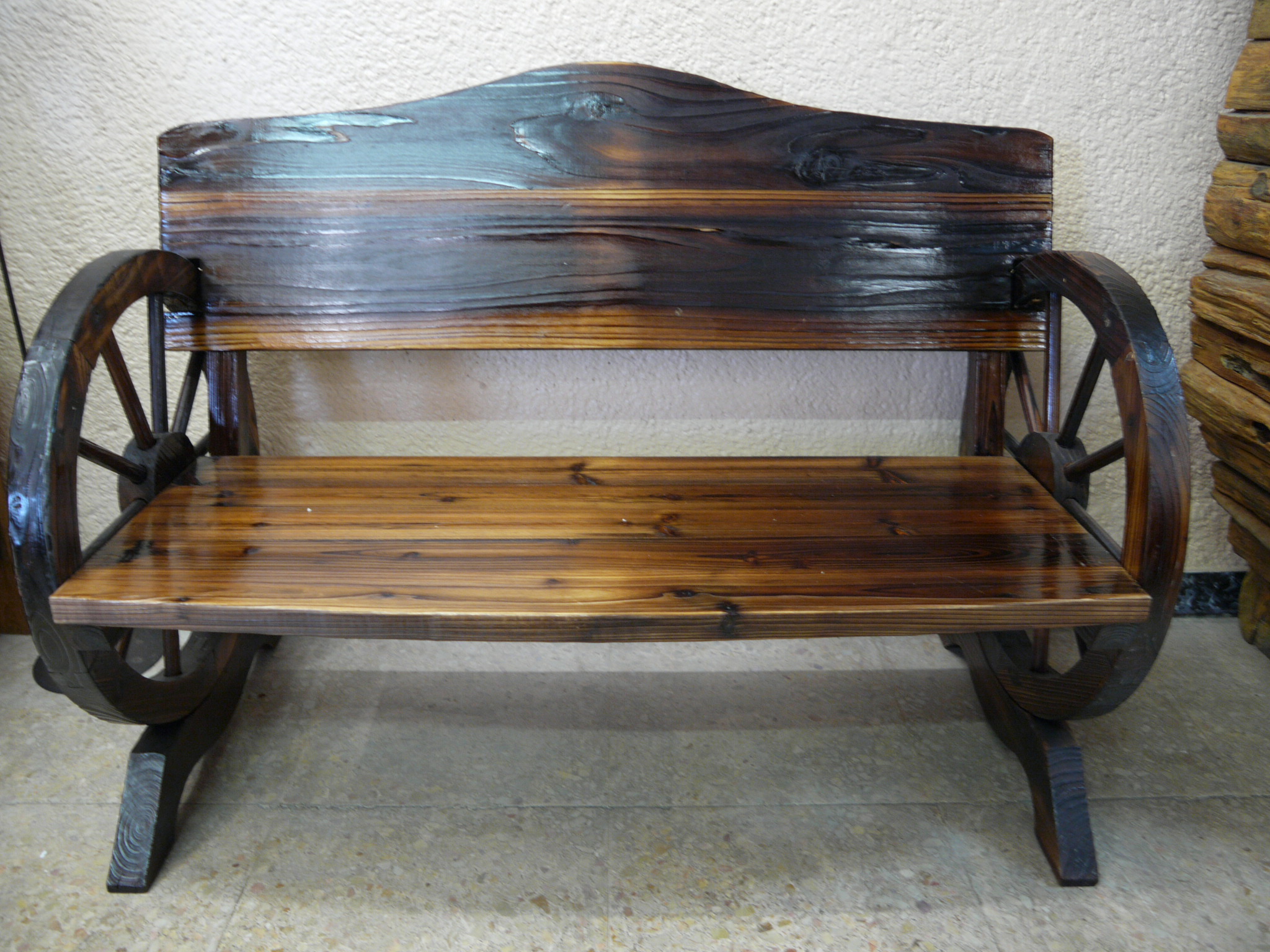 Banco rustico madera 110 cm. | CERAMICAS BUIGUES SERRA