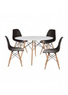 Conjunto mesa blanca 80 cm. + 4 sillas