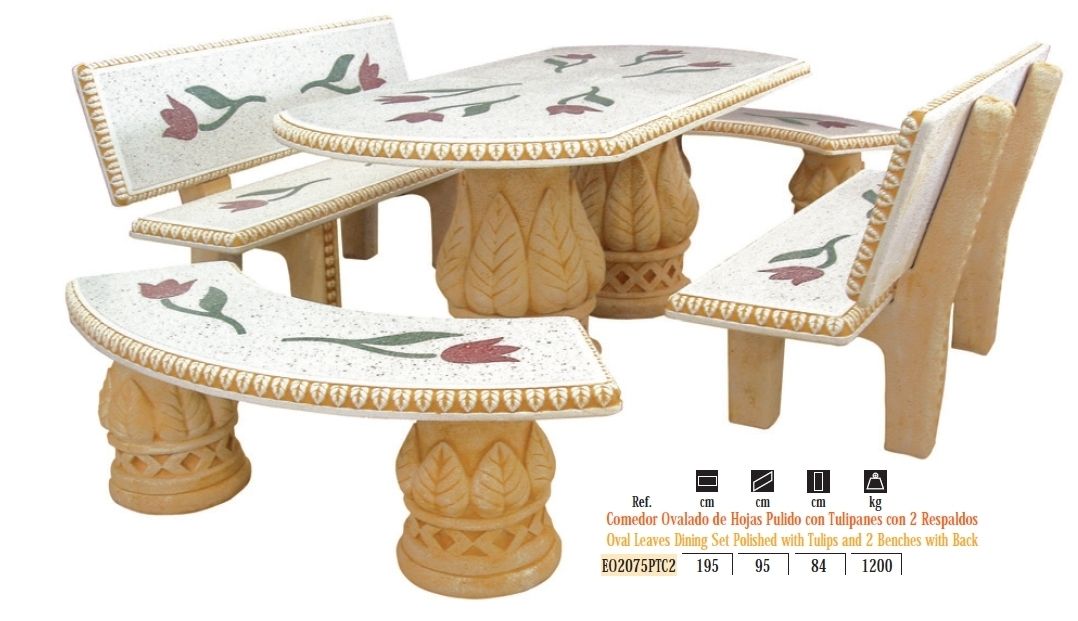 Comedor ovalado tulipanes 2 respaldos | CERAMICAS BUIGUES SERRA