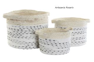 CONJUNTO DE 3 CESTOS ALGODON Y FIBRA DE MAIZ