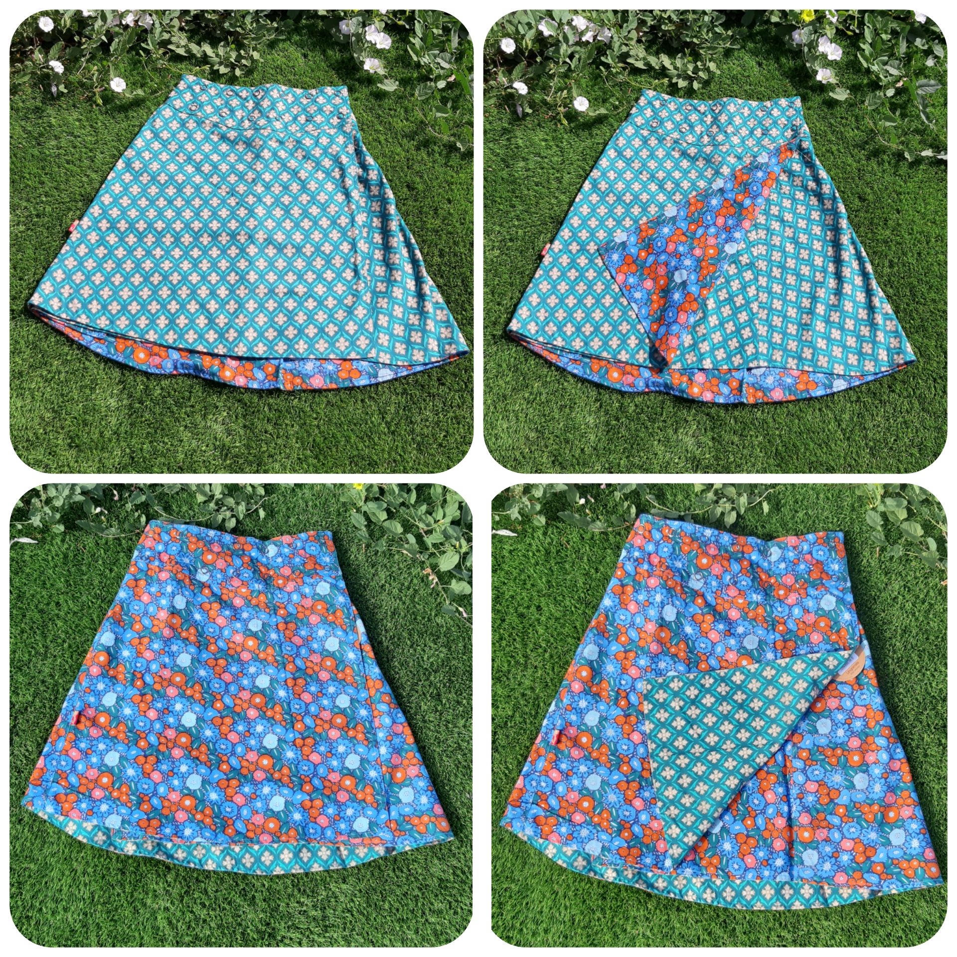 arco Recogiendo hojas espalda Falda reversible larga | LUAR, joyas de autor
