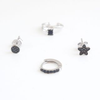 thumb Pendientes plata circonitas negros LUAR Denia