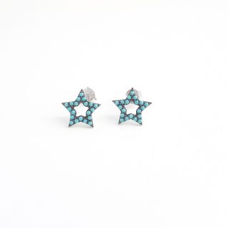 imagen Pendientes plata turquesa estrellas