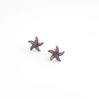imagen Pendientes plata turquesa estrellas mar