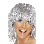 Peluca metalizada plata