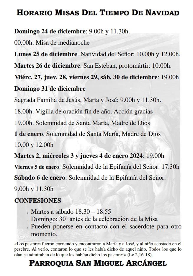 Picture Horarios Navidad 2023