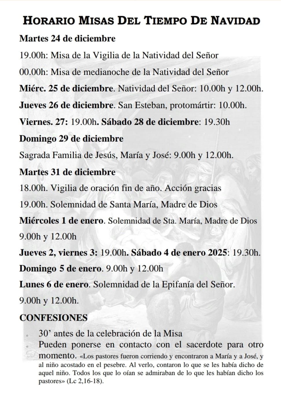 Picture Horarios Navidad