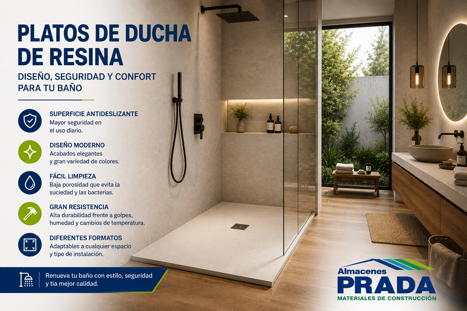 PLATOS DE DUCHA DE RESINA: DISEÑO, SEGURIDAD Y CONFORT PARA TU BAÑO